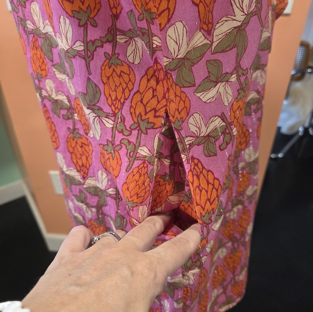 Boho Chic Small Floral Pink Ruffle Dress Buttin Down Hippie Retro Girlie - Picture 6 of 15